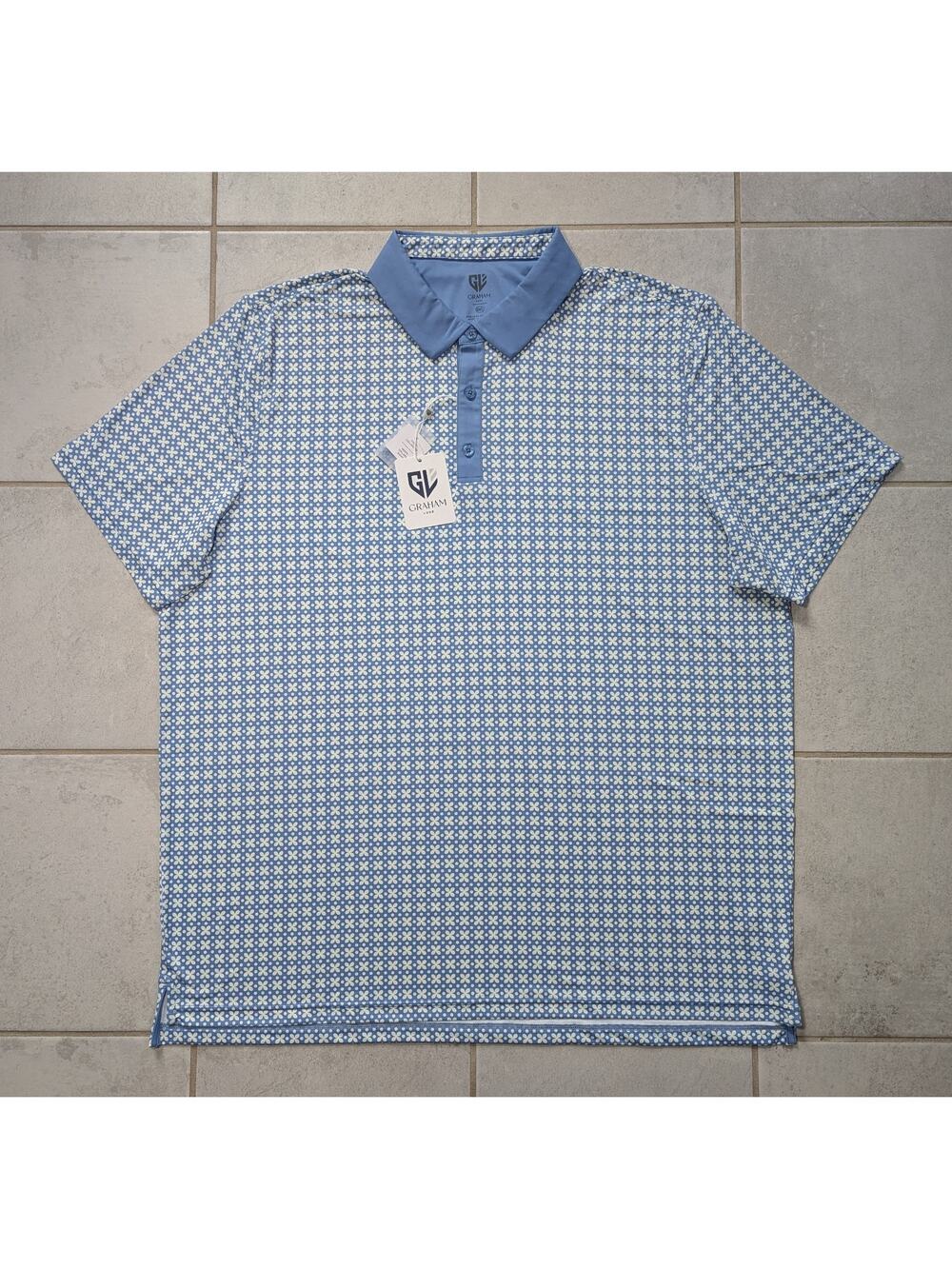 Graham Luxe Men's XXL Golf Polo Shirt Floral Performance Stretch Lightweight NEW
